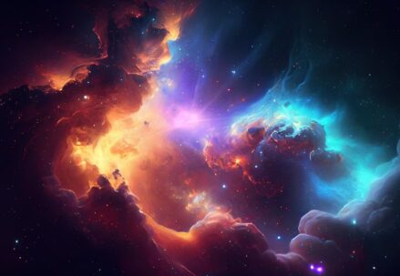 ultra-detailed and colorful abstract wallpaper with clouds and stars in space