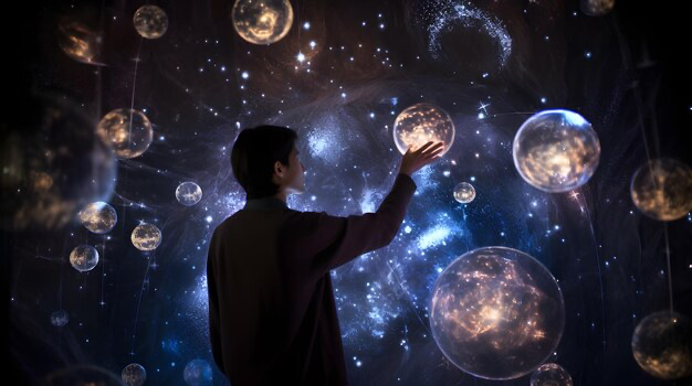 The guy touches the ball with cosmic energy