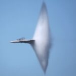 Sound barrier due to an airplane in the sky