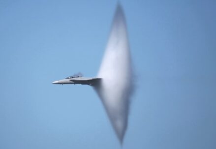 Sound barrier due to an airplane in the sky