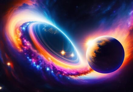 Planets in space with a blue and purple background