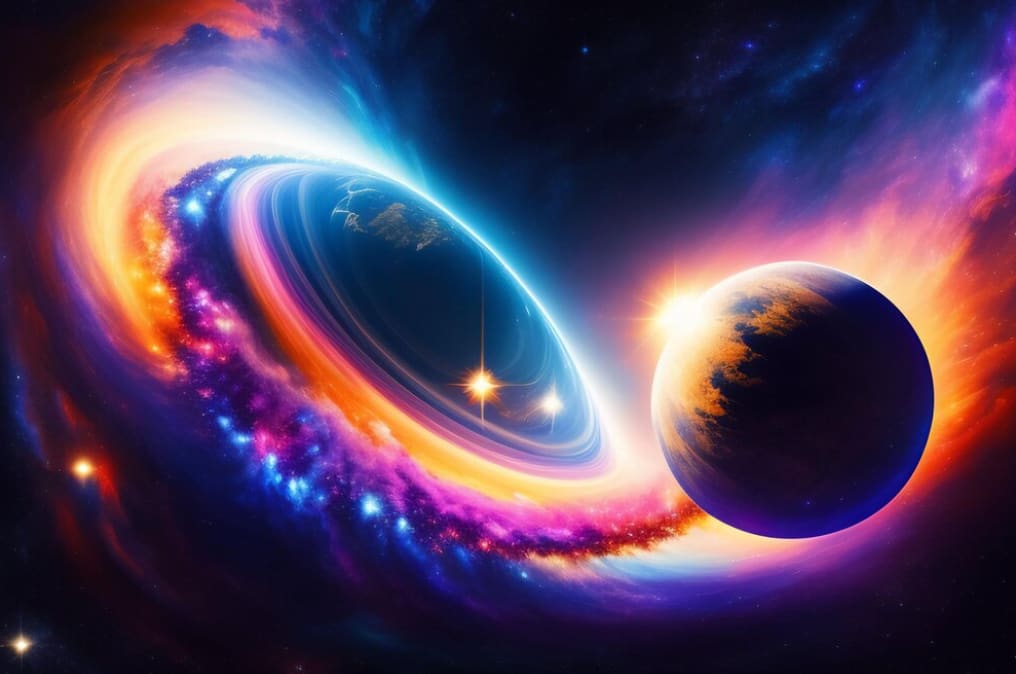 Planets in space with a blue and purple background